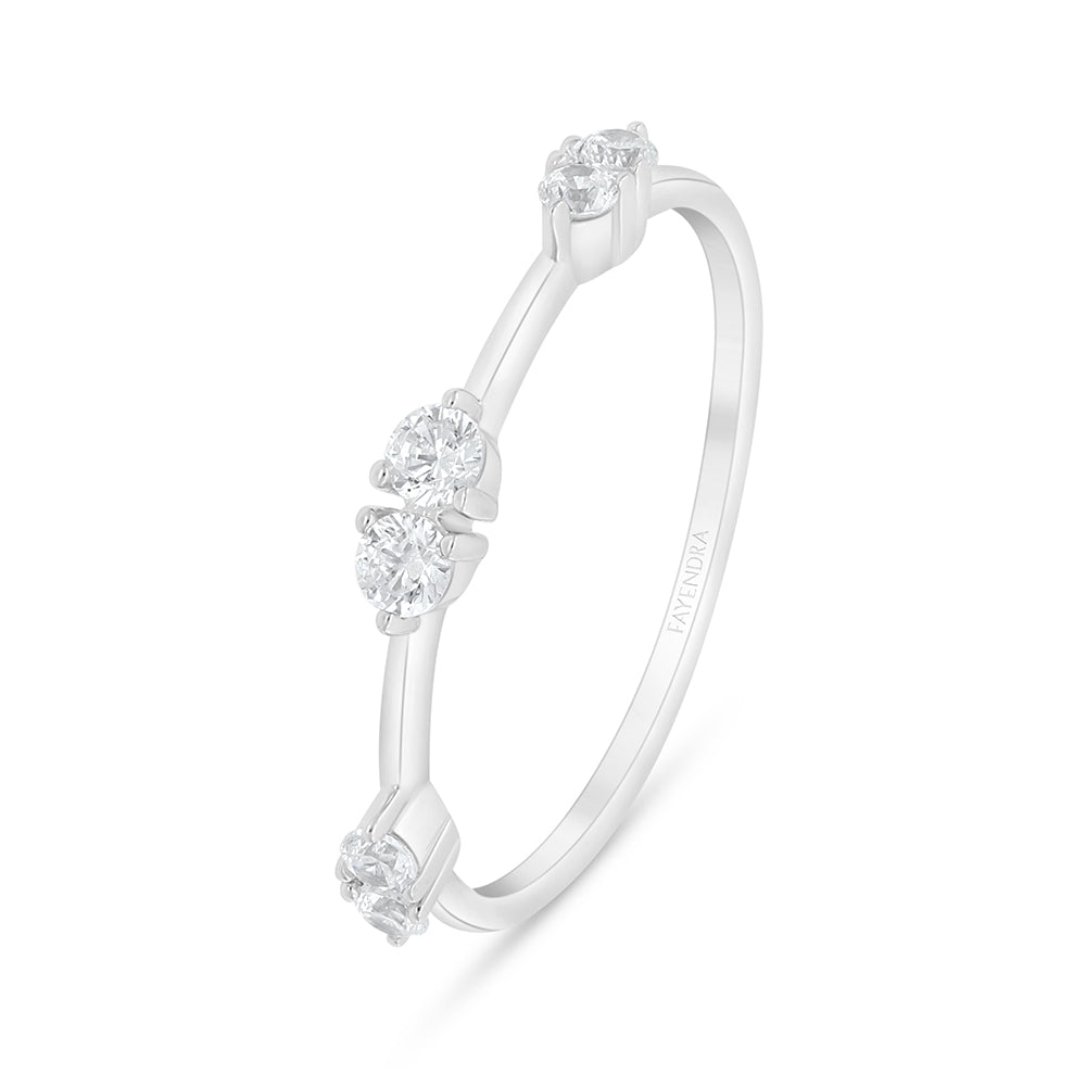 Sterling Silver 925 Ring Rhodium Plated Embedded With White Zircon