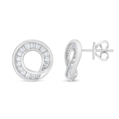 Sterling Silver 925 Earring Rhodium Plated Embedded With White Zircon