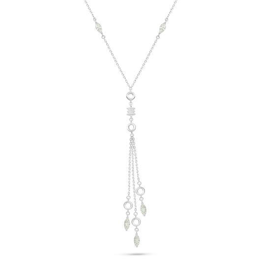 Sterling Silver 925 Necklace Rhodium Plated Embedded With Diamond Zircon