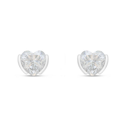 Sterling Silver 925 Earring Rhodium Plated Embedded With White Zircon