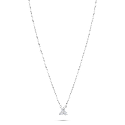 Sterling Silver 925 Necklace Rhodium Plated Embedded With White Zircon