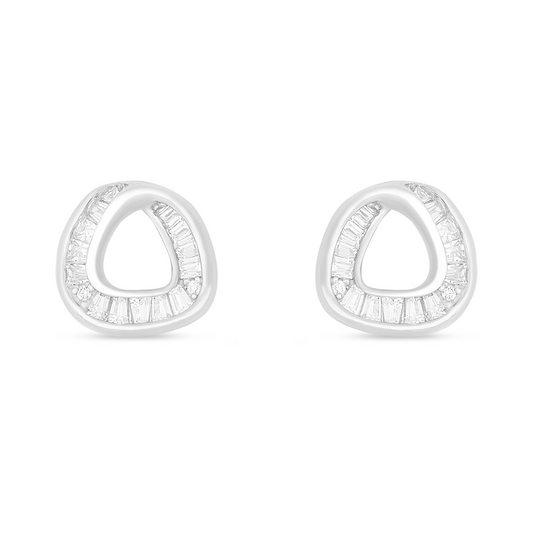اقراط من الفضة الخالصة عيار 925 مطلية روديوم مرصعة فص ابيض
