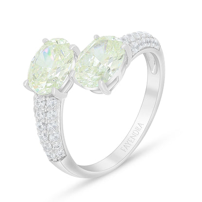 Sterling Silver 925 Ring Rhodium Plated Embedded With Diamond Zircon And White Zircon