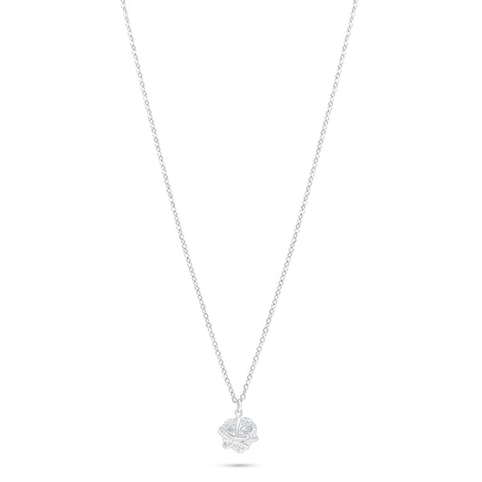 Sterling Silver 925 Necklace Rhodium Plated Embedded With White Zircon