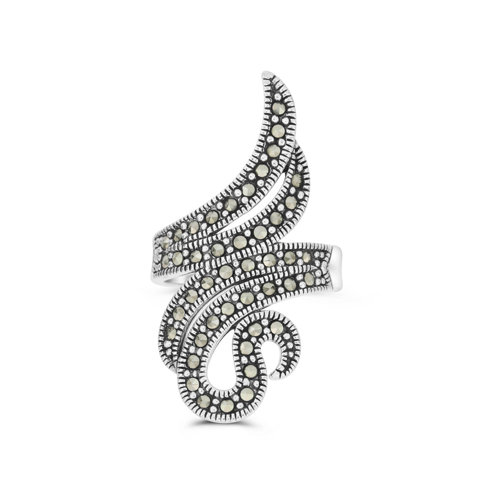 Sterling Silver 925 Ring Embedded With Marcasite Stones