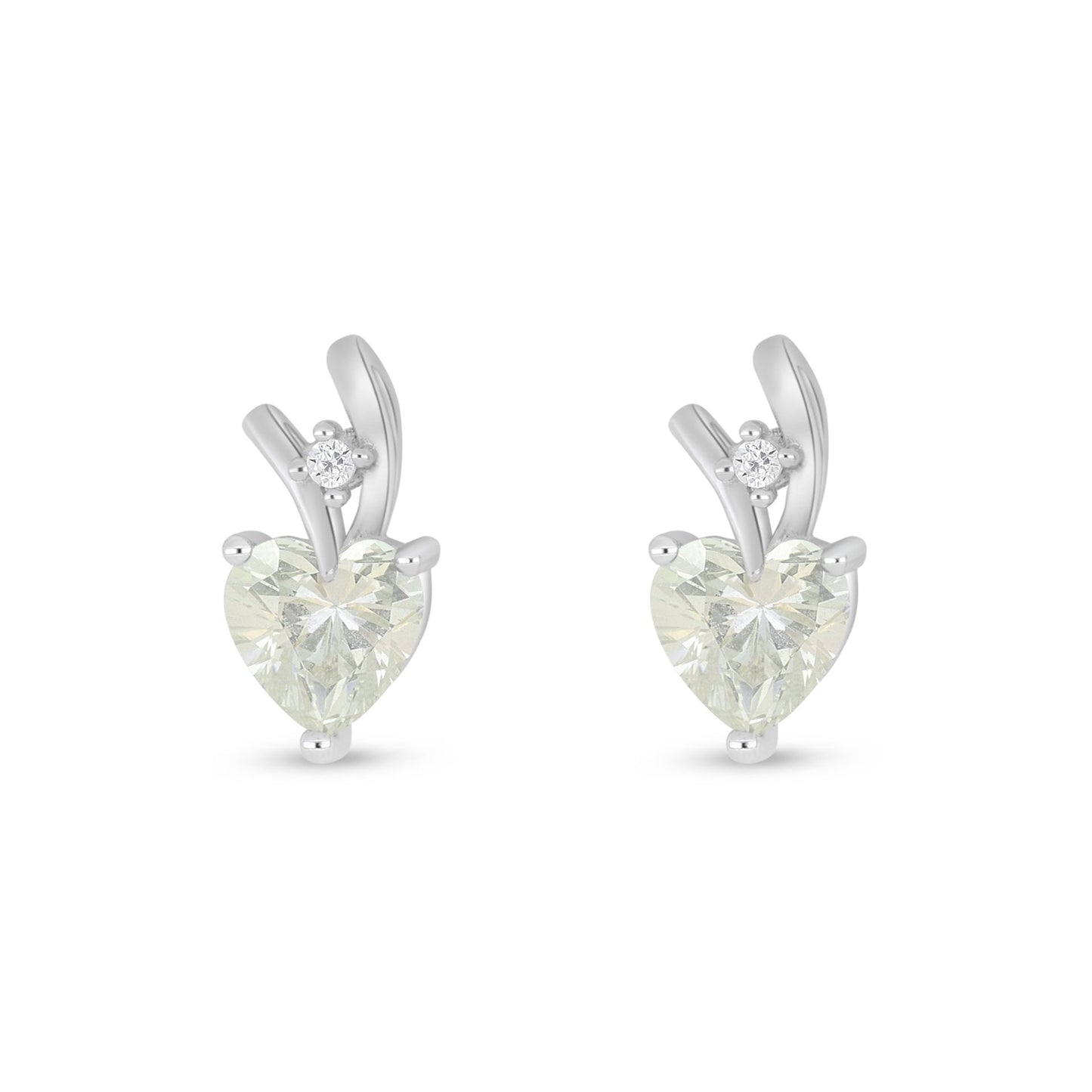 Sterling Silver 925 Earring Rhodium Plated Embedded With Diamond Zircon And White Zircon