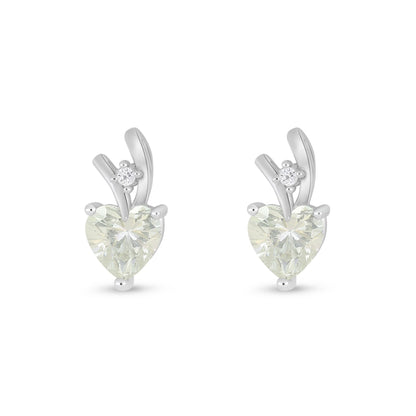 Sterling Silver 925 Earring Rhodium Plated Embedded With Diamond Zircon And White Zircon