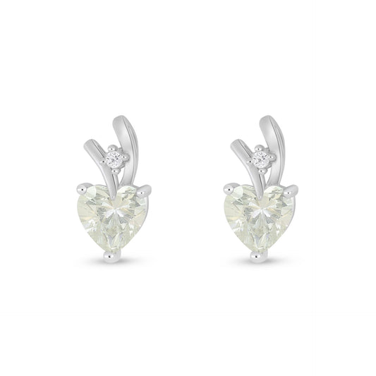 Sterling Silver 925 Earring Rhodium Plated Embedded With Diamond Zircon And White Zircon