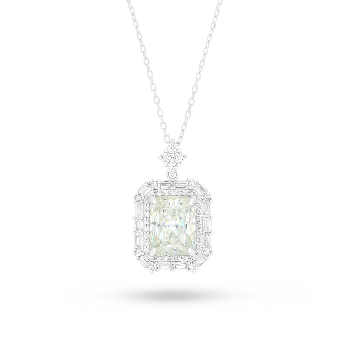 Sterling Silver 925 Necklace Rhodium Plated Embedded With Diamond Zircon And White Zircon