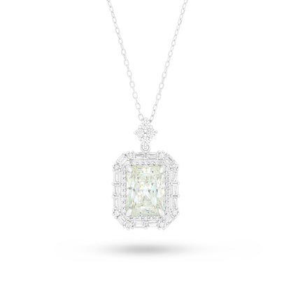 Sterling Silver 925 Necklace Rhodium Plated Embedded With Diamond Zircon And White Zircon