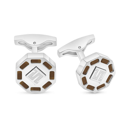 كبك ستانلس ستيل لون فضي عيار L316 مرصع احجار عين النمر اصفر Shiny Steel