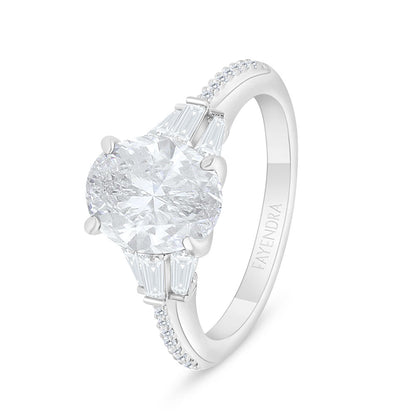 Sterling Silver 925 Ring Rhodium Plated Embedded With White Zircon