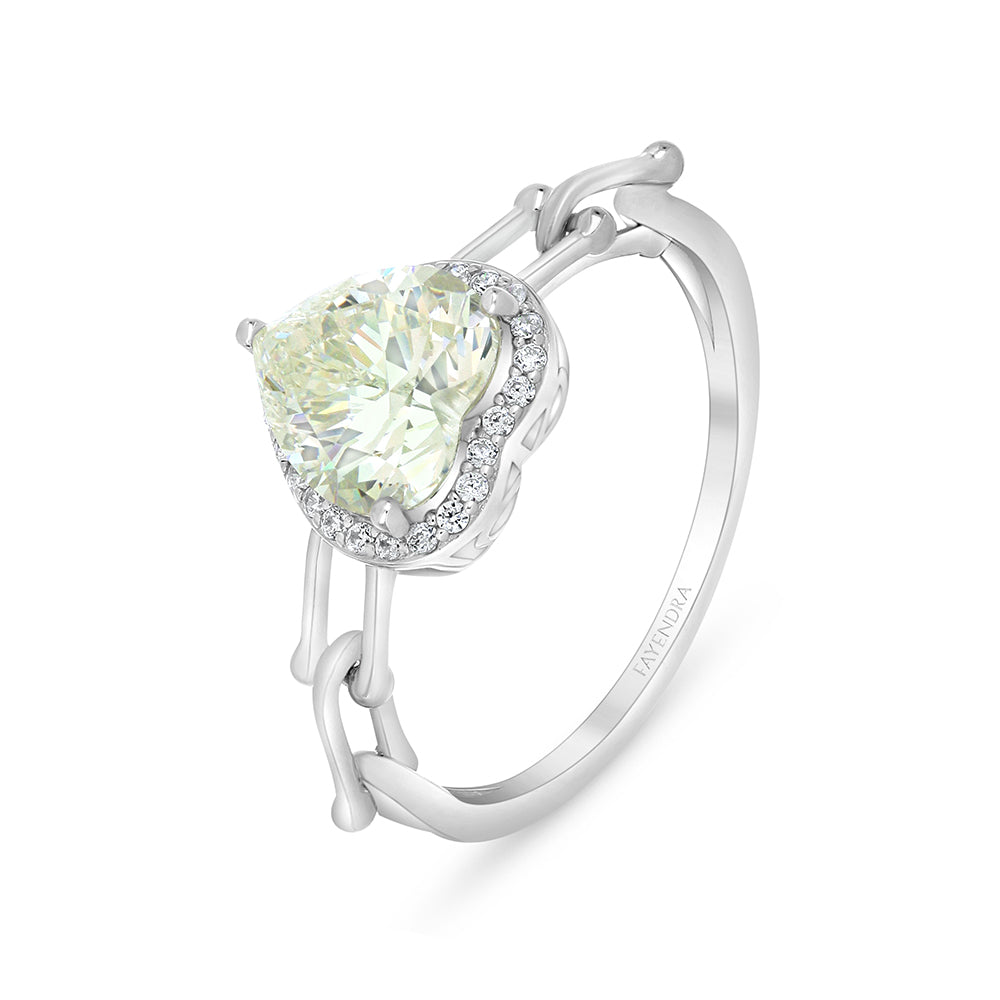 Sterling Silver 925 Ring Rhodium Plated Embedded With Diamond Zircon And White Zircon