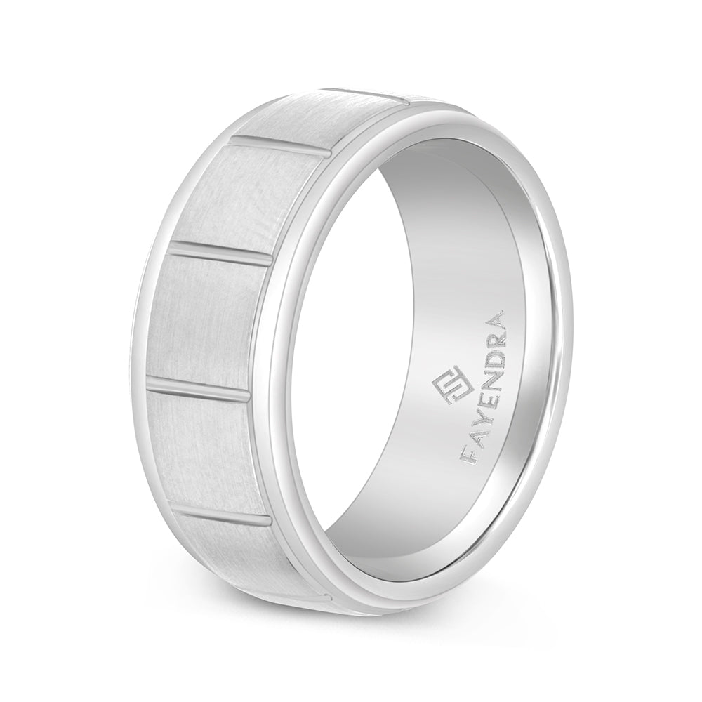 Tungsten Carbide Wedding Ring Silver And Black Plated For Men