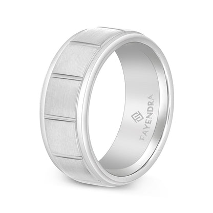 Tungsten Carbide Wedding Ring Silver And Black Plated For Men