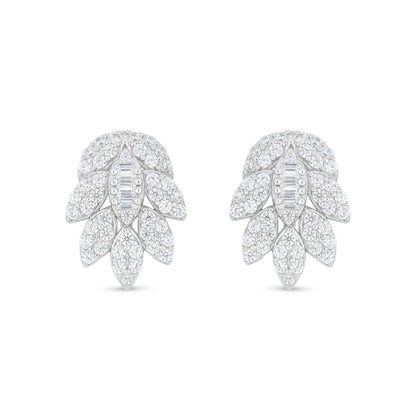 Sterling Silver 925 Earring Rhodium Plated Embedded With White Zircon