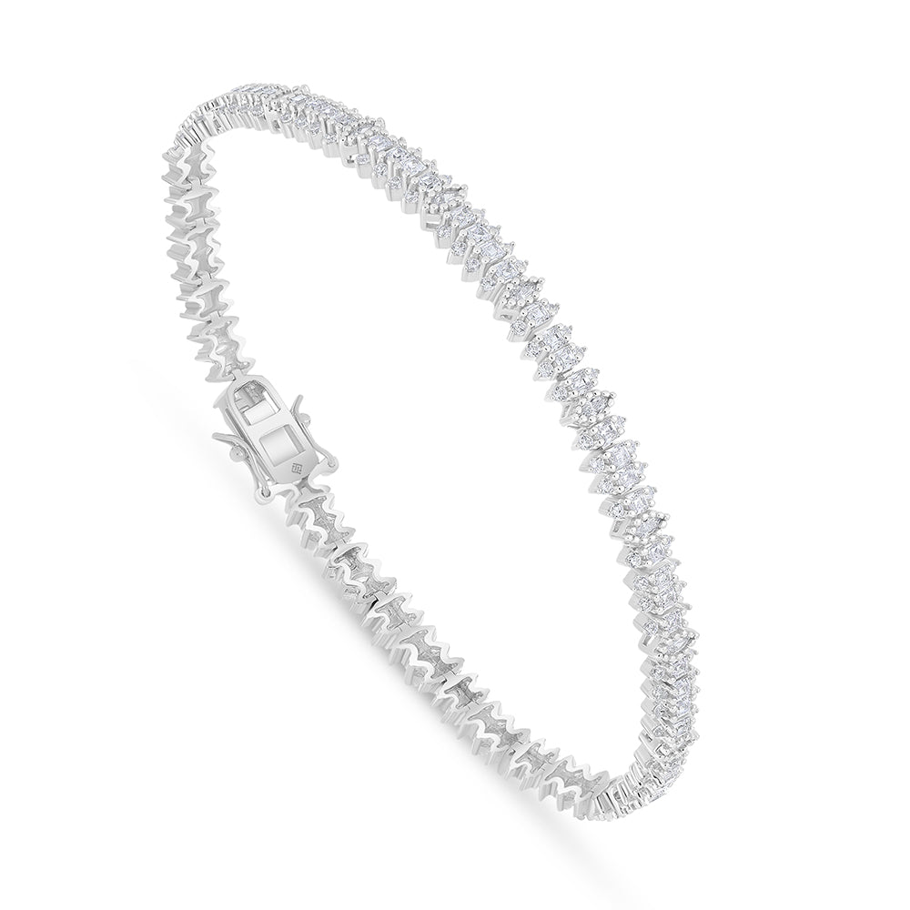 اسورة من الفضة الخالصة عيار 925 مطلية روديوم مرصعة فص ابيض