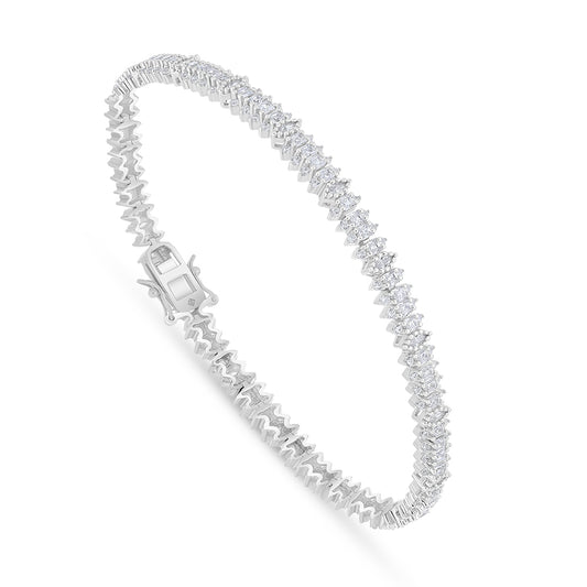 اسورة من الفضة الخالصة عيار 925 مطلية روديوم مرصعة فص ابيض