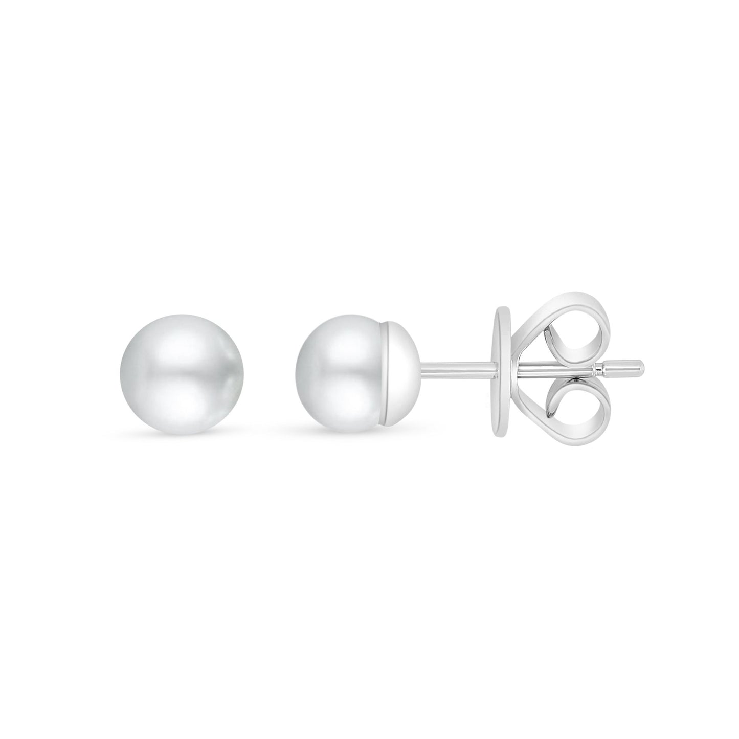 Sterling Silver 925 Earring Rhodium Plated Embedded With Natural White Pearl And White Zircon