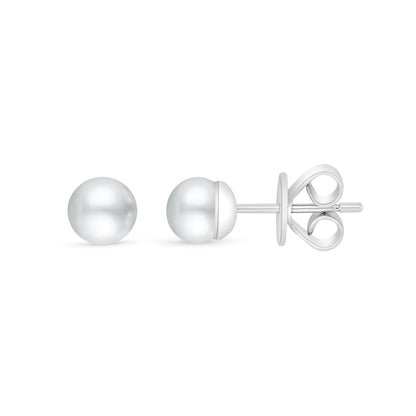 Sterling Silver 925 Earring Rhodium Plated Embedded With Natural White Pearl And White Zircon
