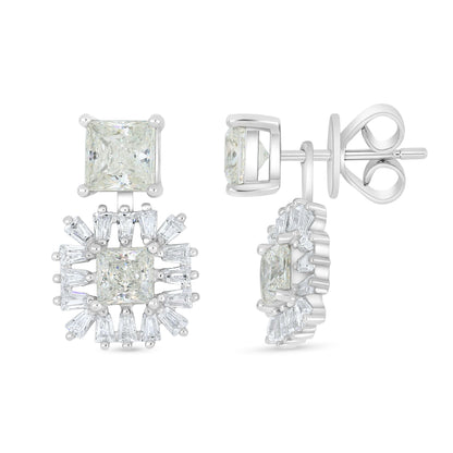 Sterling Silver 925 Earring Rhodium Plated Embedded With Diamond Zircon And White Zircon