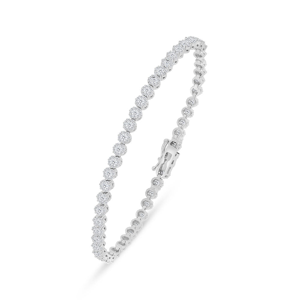 Sterling Silver 925 Bracelet Rhodium Plated Embedded With White Zircon