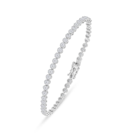 Sterling Silver 925 Bracelet Rhodium Plated Embedded With White Zircon