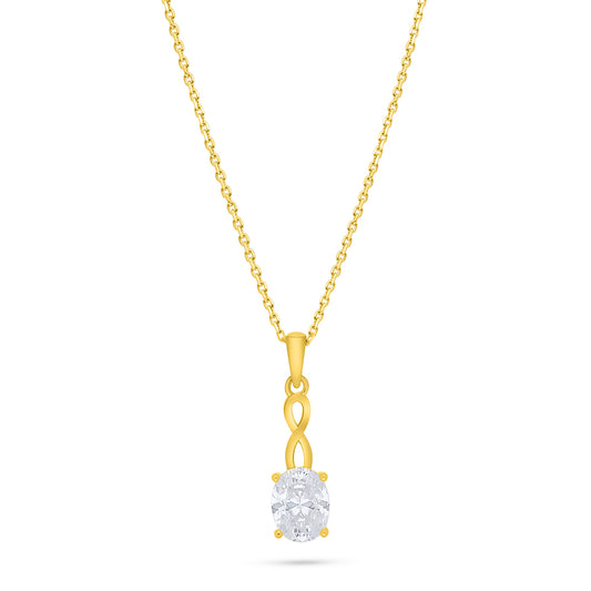 Sterling Silver 925 Necklace Golden Plated Embedded With White Zircon