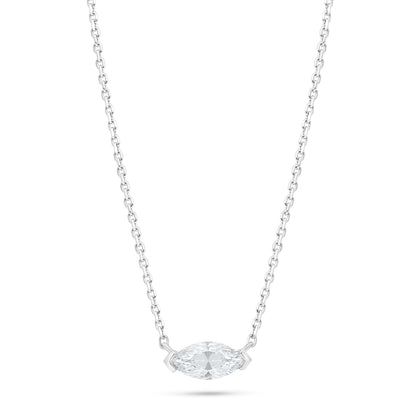 Sterling Silver 925 Necklace Rhodium Plated Embedded With White Zircon