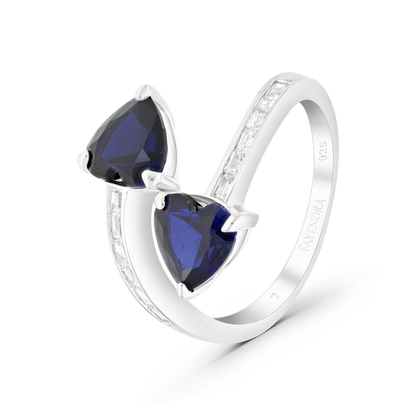 Sterling Silver 925 Ring Rhodium Plated Sapphire Corundum
