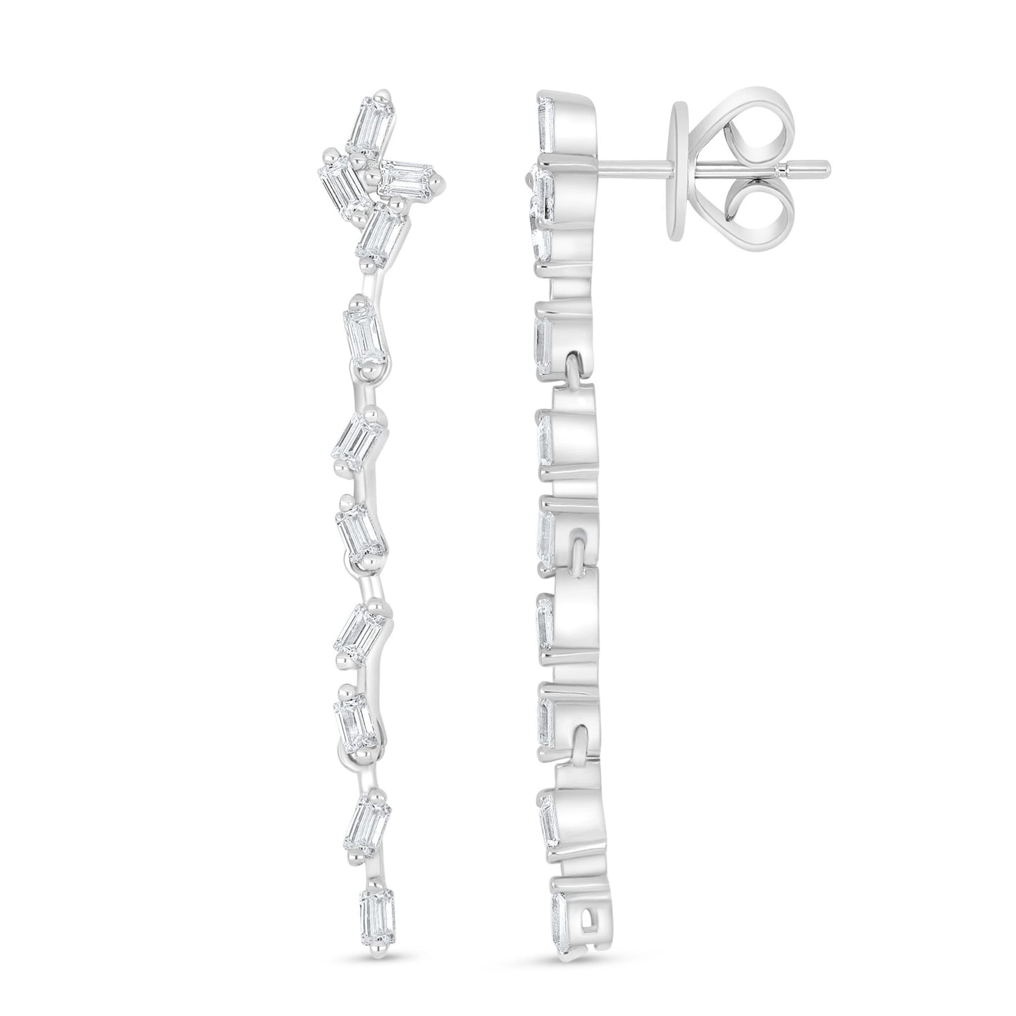 Sterling Silver 925 Earring Rhodium Plated Embedded With White Zircon