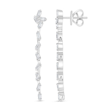 Sterling Silver 925 Earring Rhodium Plated Embedded With White Zircon