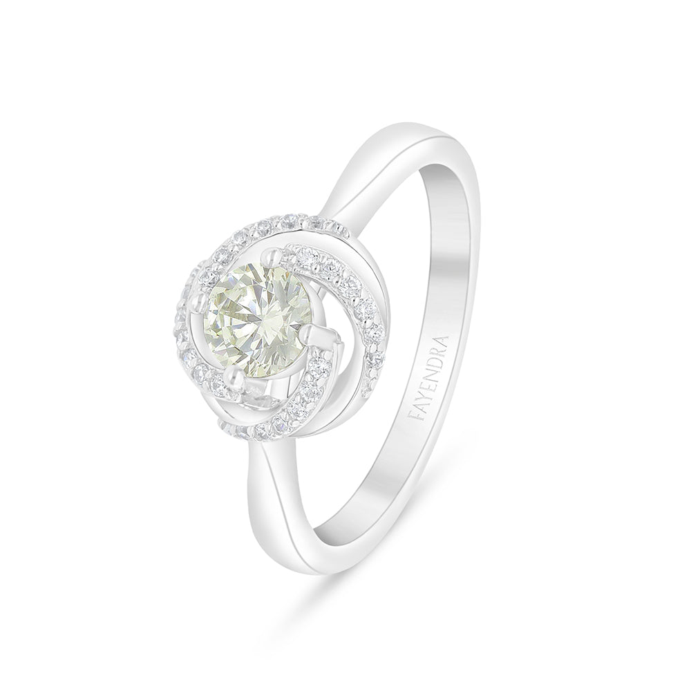 Sterling Silver 925 Ring Rhodium Plated Embedded With Diamond Zircon And White Zircon