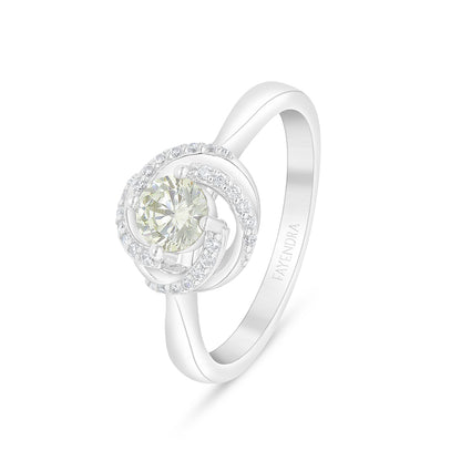 Sterling Silver 925 Ring Rhodium Plated Embedded With Diamond Zircon And White Zircon