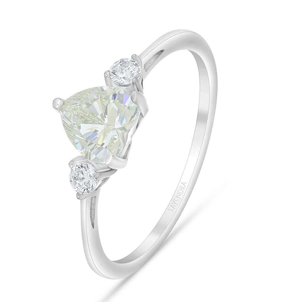 Sterling Silver 925 Ring Rhodium Plated Embedded With Diamond Zircon And White Zircon