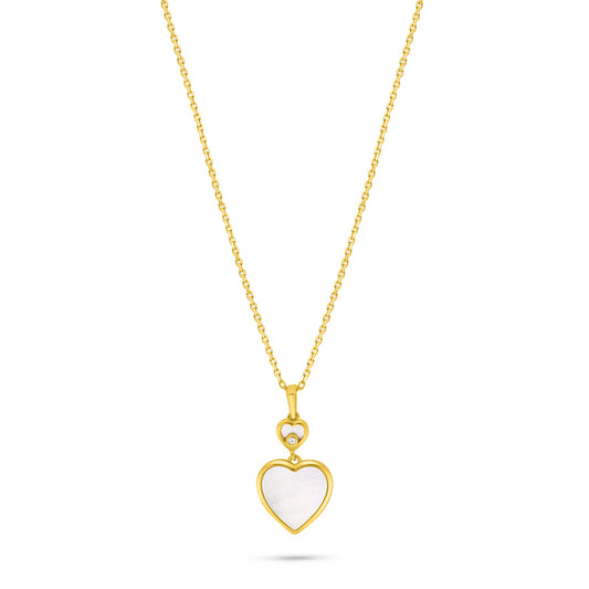 Sterling Silver 925 Necklace Golden Plated Embedded With white shell And White Zircon