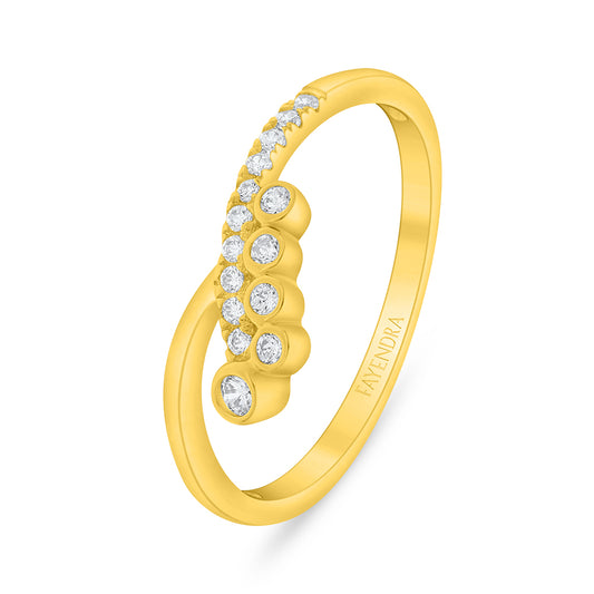 Sterling Silver 925 Ring Golden Plated Embedded With White Zircon