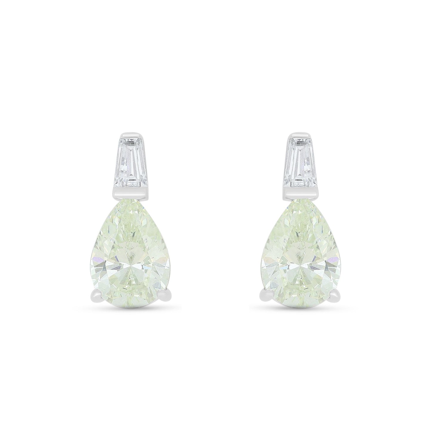 Sterling Silver 925 Earring Rhodium Plated Embedded With Diamond Zircon And White Zircon