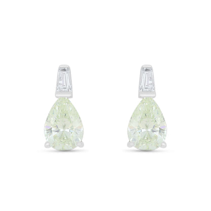 Sterling Silver 925 Earring Rhodium Plated Embedded With Diamond Zircon And White Zircon
