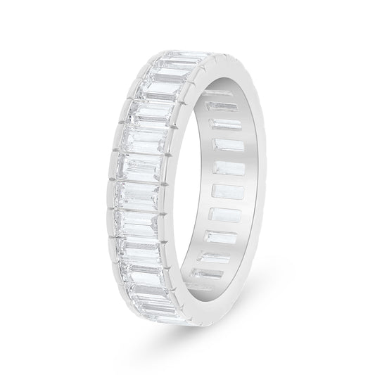 Sterling Silver 925 Ring Rhodium Plated Embedded With White Zircon