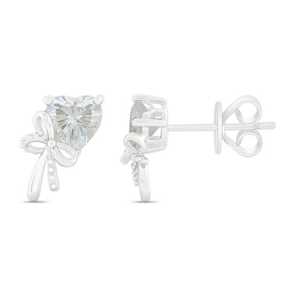 Sterling Silver 925 Earring Rhodium Plated Embedded With Diamond Zircon