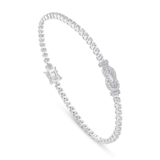 Sterling Silver 925 Bracelet Rhodium Plated Embedded With White Zircon