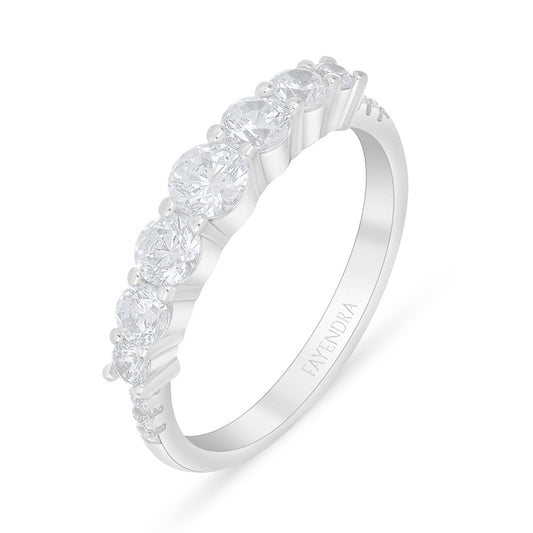 Sterling Silver 925 Ring Rhodium Plated Embedded With White Zircon