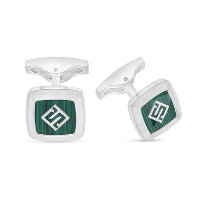 كبك ستانلس ستيل لون فضي عيار L316 مرصع احجار ملاكايت Shiny Steel 