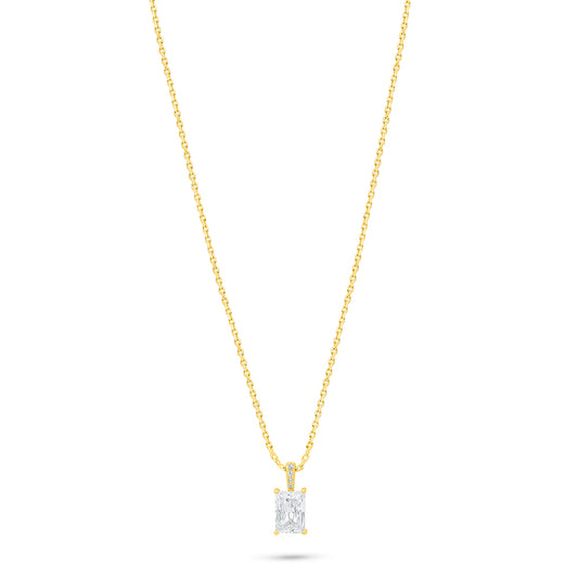 Sterling Silver 925 Necklace Golden Plated Embedded With White Zircon
