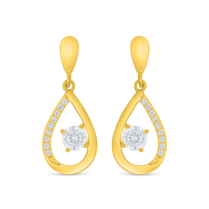 Sterling Silver 925 Earring Golden Plated Embedded With White Zircon