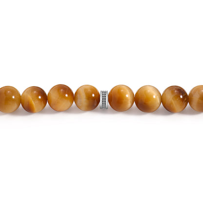 Rosary 33 Golden Tiger Eye Bead 10 mm Sterling Silver 925 Set Oxidized LOGO