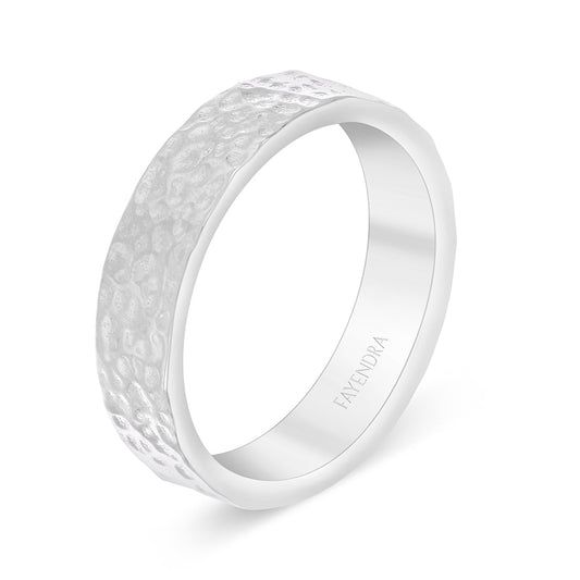 دبلة رجالي من الفضة الخالصة عيار 925 مطلية روديوم ساده