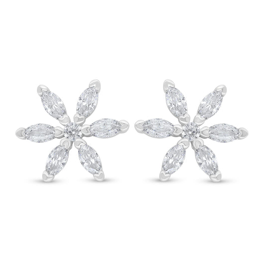 اقراط من الفضة الخالصة عيار 925 مطلي روديوم مرصع فص ابيض