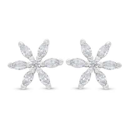 اقراط من الفضة الخالصة عيار 925 مطلي روديوم مرصع فص ابيض